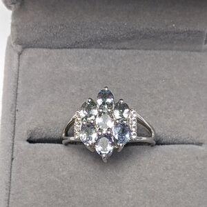 Sterling Silver Tanzanite White Topaz Ring Rhodium Plated Size 10 New